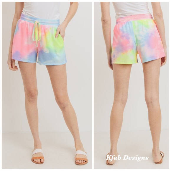🌈LAST! Rainbow Tie Dye So Soft Shorts w/Pockets! - Picture 2 of 6